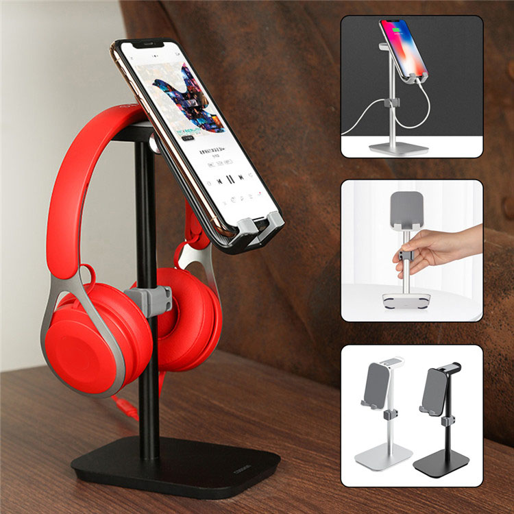 Ji bo Sermaseyê Xwediya Têlefona Mobîl Stand Headphone Aluminium